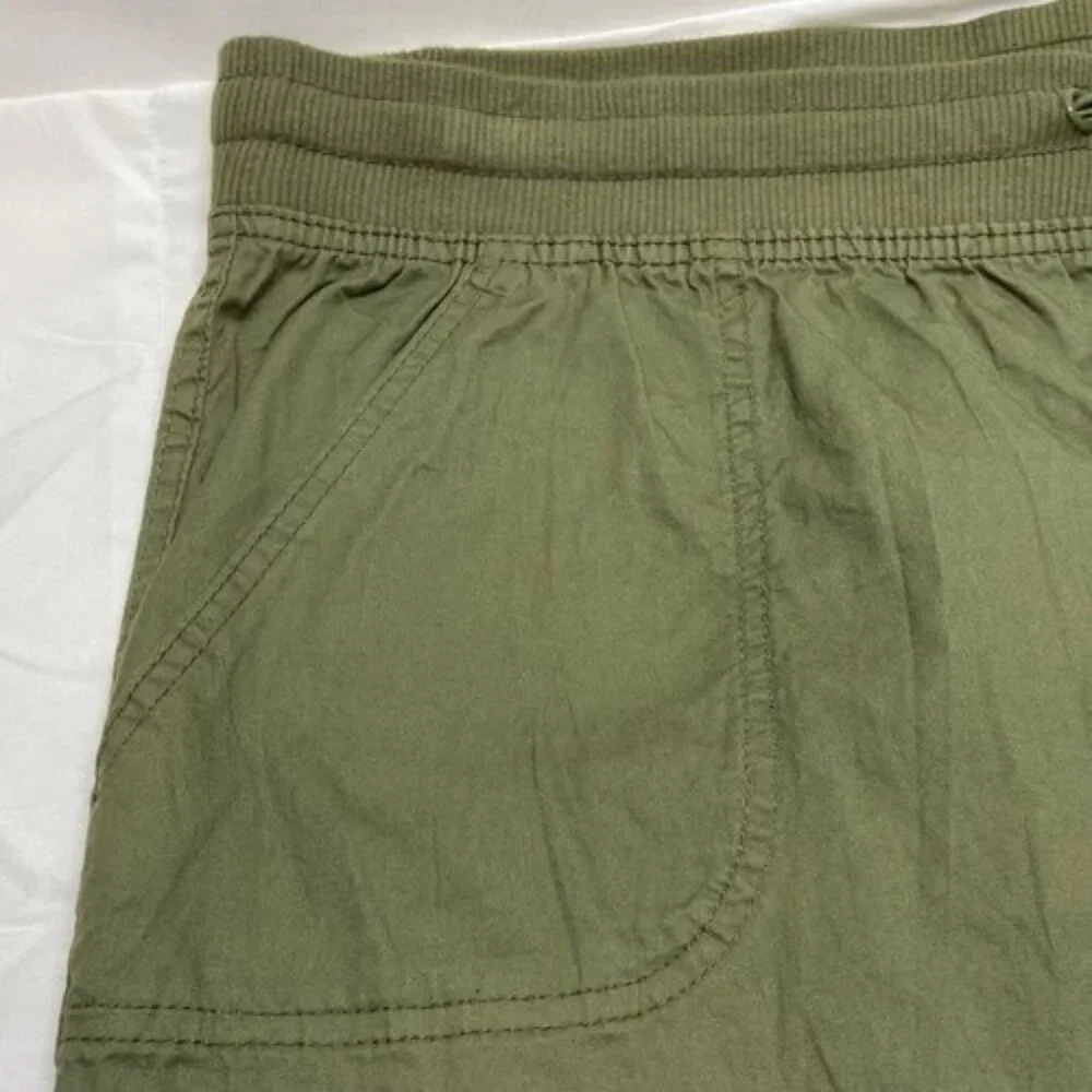 Woman Within Cargo Pants Women's 18W Olive Green Cotton Casual Roll Tab Cuff NWT